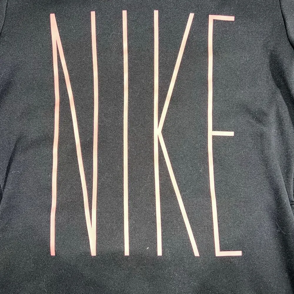 Nike Girls Dri Fit Hoodie Hooded Athletic Sweatshirt Pullover Black Pink Large
